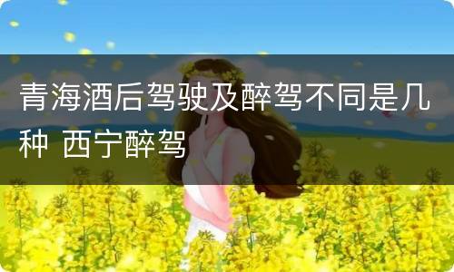 青海酒后驾驶及醉驾不同是几种 西宁醉驾