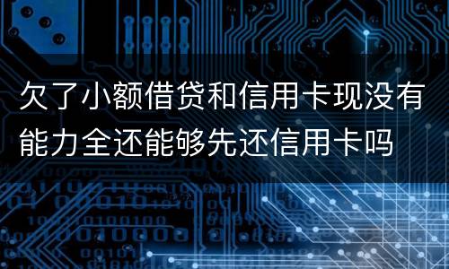 欠了小额借贷和信用卡现没有能力全还能够先还信用卡吗