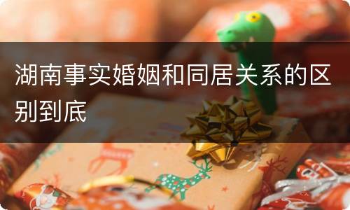 湖南事实婚姻和同居关系的区别到底