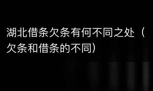 湖北借条欠条有何不同之处（欠条和借条的不同）