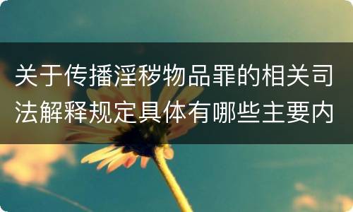 关于传播淫秽物品罪的相关司法解释规定具体有哪些主要内容