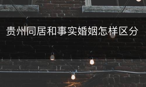 贵州同居和事实婚姻怎样区分