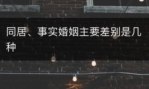 同居、事实婚姻主要差别是几种