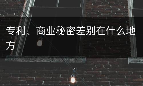 专利、商业秘密差别在什么地方
