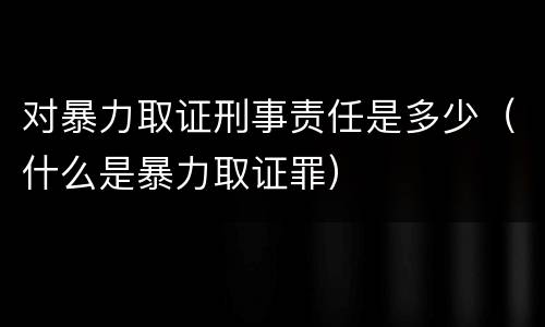 对暴力取证刑事责任是多少（什么是暴力取证罪）