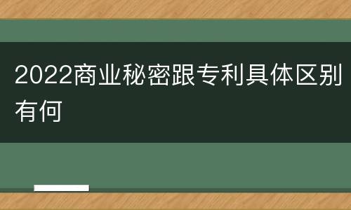2022商业秘密跟专利具体区别有何
