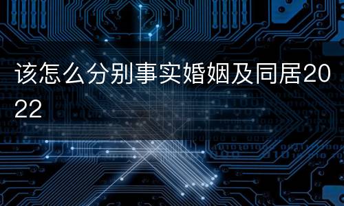该怎么分别事实婚姻及同居2022