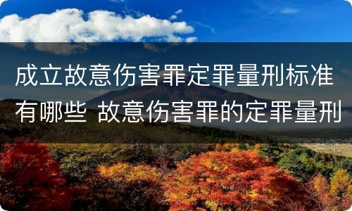成立故意伤害罪定罪量刑标准有哪些 故意伤害罪的定罪量刑