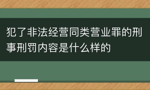 犯了非法经营同类营业罪的刑事刑罚内容是什么样的