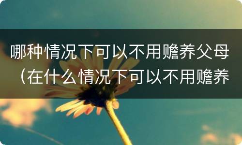 哪种情况下可以不用赡养父母（在什么情况下可以不用赡养父母）