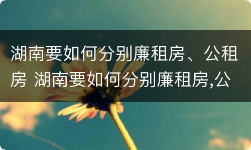 湖南要如何分别廉租房、公租房 湖南要如何分别廉租房,公租房和住宅