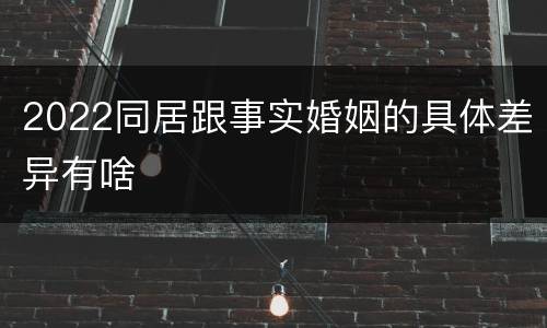 2022同居跟事实婚姻的具体差异有啥