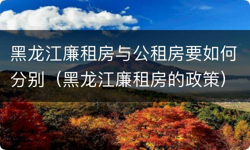 黑龙江廉租房与公租房要如何分别（黑龙江廉租房的政策）