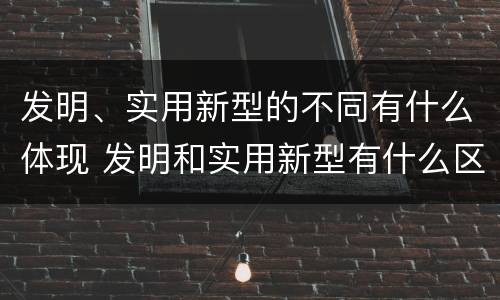 发明、实用新型的不同有什么体现 发明和实用新型有什么区别