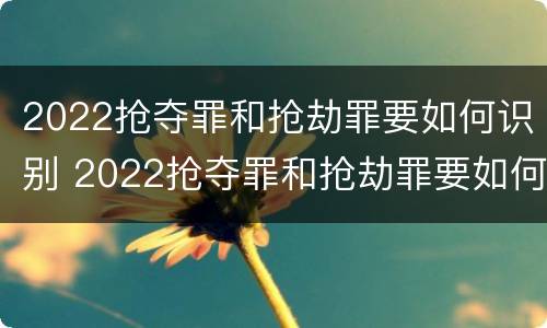 2022抢夺罪和抢劫罪要如何识别 2022抢夺罪和抢劫罪要如何识别判刑