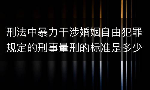 刑法中暴力干涉婚姻自由犯罪规定的刑事量刑的标准是多少
