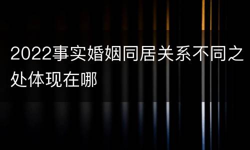 2022事实婚姻同居关系不同之处体现在哪