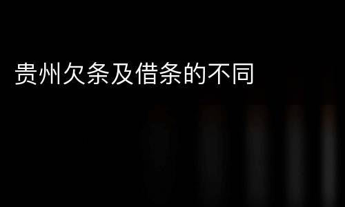 贵州欠条及借条的不同