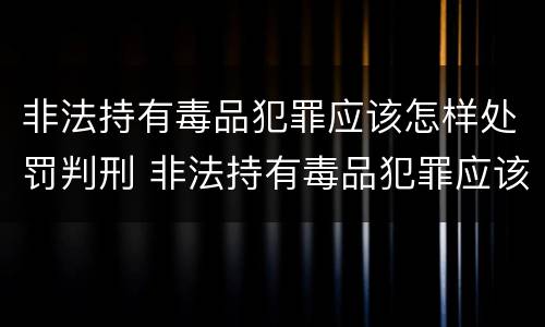 非法持有毒品犯罪应该怎样处罚判刑 非法持有毒品犯罪应该怎样处罚判刑案例
