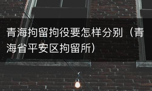 青海拘留拘役要怎样分别（青海省平安区拘留所）