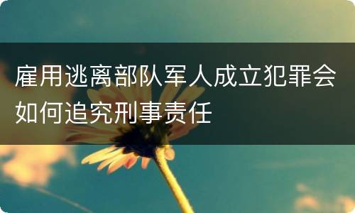 雇用逃离部队军人成立犯罪会如何追究刑事责任