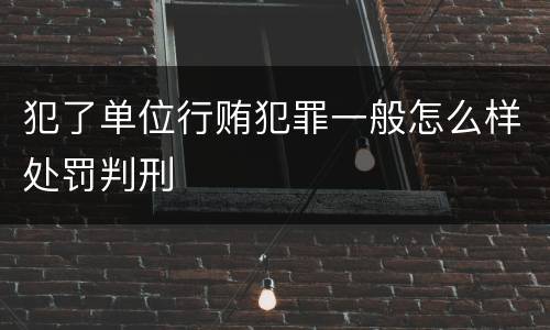 犯了单位行贿犯罪一般怎么样处罚判刑