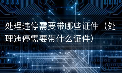处理违停需要带哪些证件（处理违停需要带什么证件）