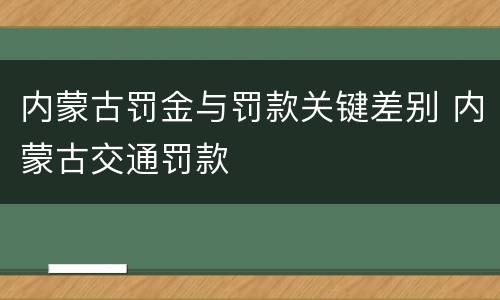 内蒙古罚金与罚款关键差别 内蒙古交通罚款