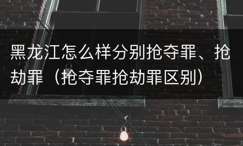 黑龙江怎么样分别抢夺罪、抢劫罪（抢夺罪抢劫罪区别）