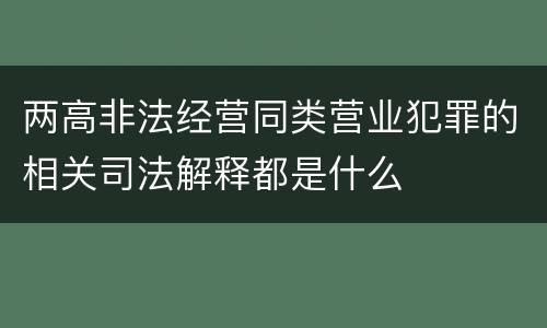 两高非法经营同类营业犯罪的相关司法解释都是什么
