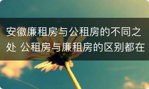 安徽廉租房与公租房的不同之处 公租房与廉租房的区别都在此,别再搞错了!