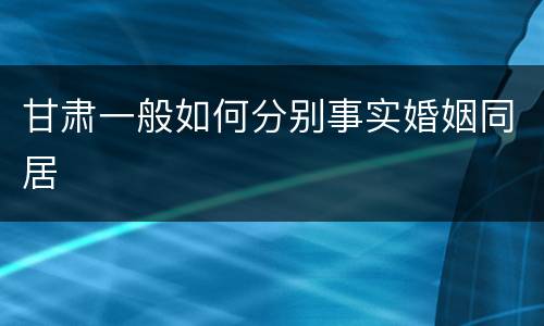 甘肃一般如何分别事实婚姻同居