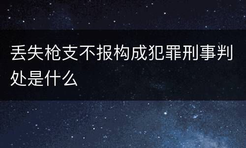 丢失枪支不报构成犯罪刑事判处是什么