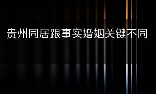 贵州同居跟事实婚姻关键不同