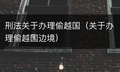 刑法关于办理偷越国（关于办理偷越国边境）