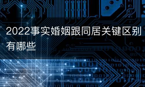 2022事实婚姻跟同居关键区别有哪些