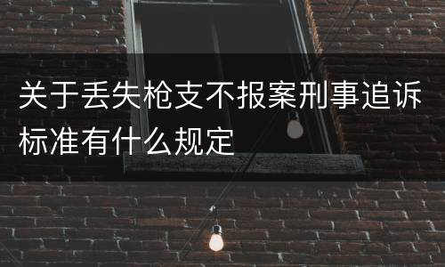 关于丢失枪支不报案刑事追诉标准有什么规定