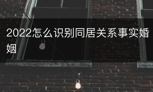 2022怎么识别同居关系事实婚姻