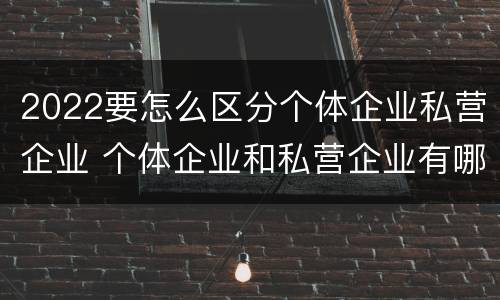 2022要怎么区分个体企业私营企业 个体企业和私营企业有哪些