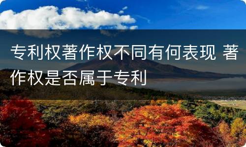 专利权著作权不同有何表现 著作权是否属于专利