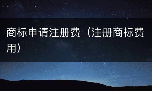 商标申请注册费（注册商标费用）