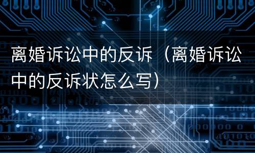 离婚诉讼中的反诉（离婚诉讼中的反诉状怎么写）