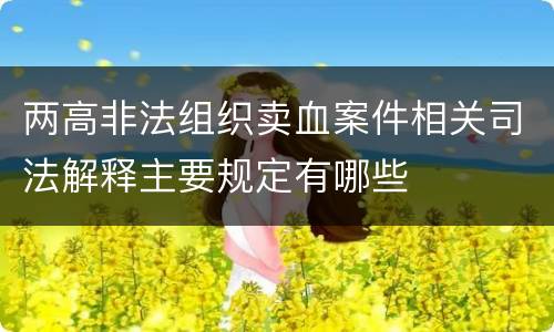 两高非法组织卖血案件相关司法解释主要规定有哪些