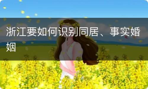 浙江要如何识别同居、事实婚姻