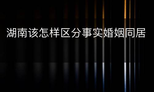 湖南该怎样区分事实婚姻同居