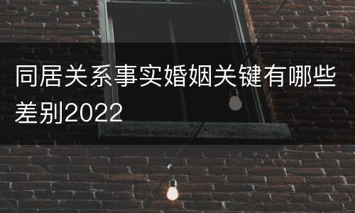 同居关系事实婚姻关键有哪些差别2022