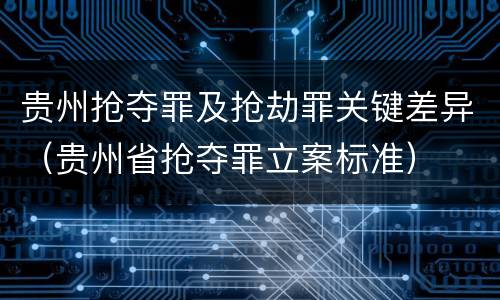 贵州抢夺罪及抢劫罪关键差异（贵州省抢夺罪立案标准）