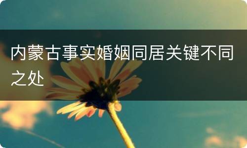 内蒙古事实婚姻同居关键不同之处