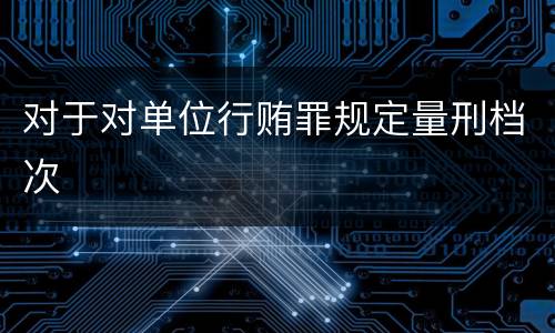 对于对单位行贿罪规定量刑档次