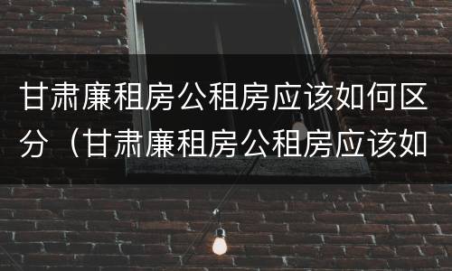 甘肃廉租房公租房应该如何区分(甘肃廉租房公租房应该如何区分的)